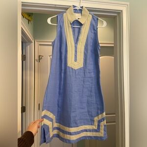Sail to Sable Periwinkle Linen Sleeveless Dress